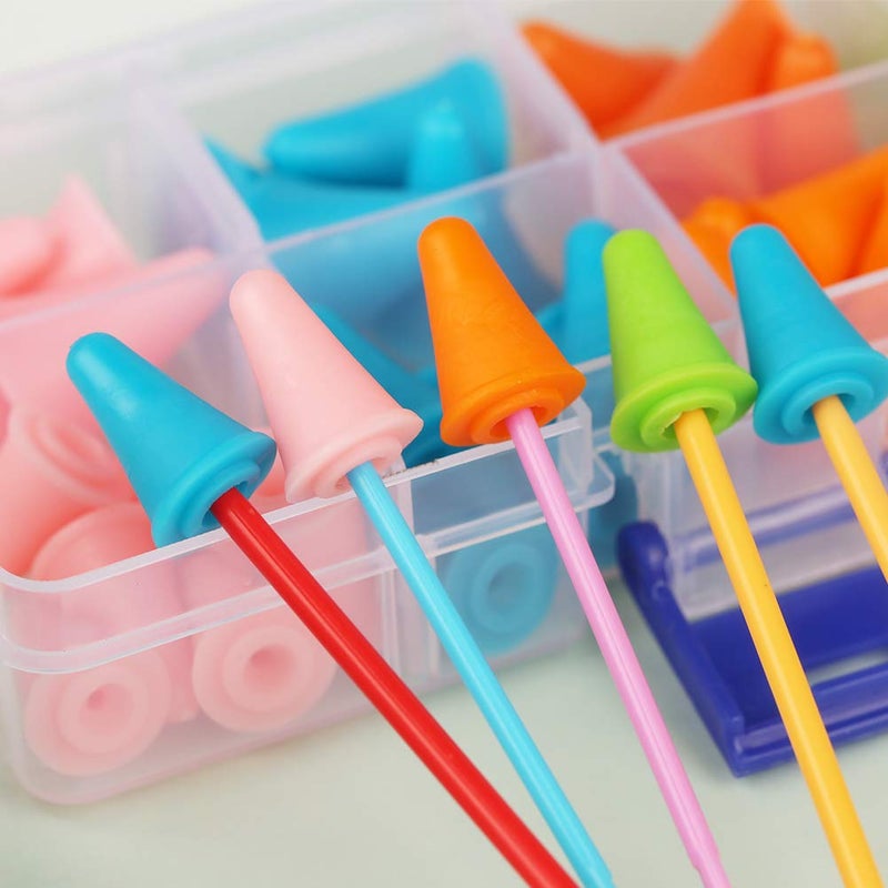 JNENERY 48 PCS Knitting Needles Point Protectors/Stoppers,Multi-Colored Needle Tip Stoppers with Plastic Box, 2 Sizes(32 PCS Small+ 16 PCS Big Knitting Needles Cap) Needle Tip Stoppers for Knitting Craft - Image 5